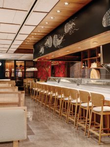 Natural materials and traditional artwork set the scene inside Uchi Miami, photo by Chase Daniels