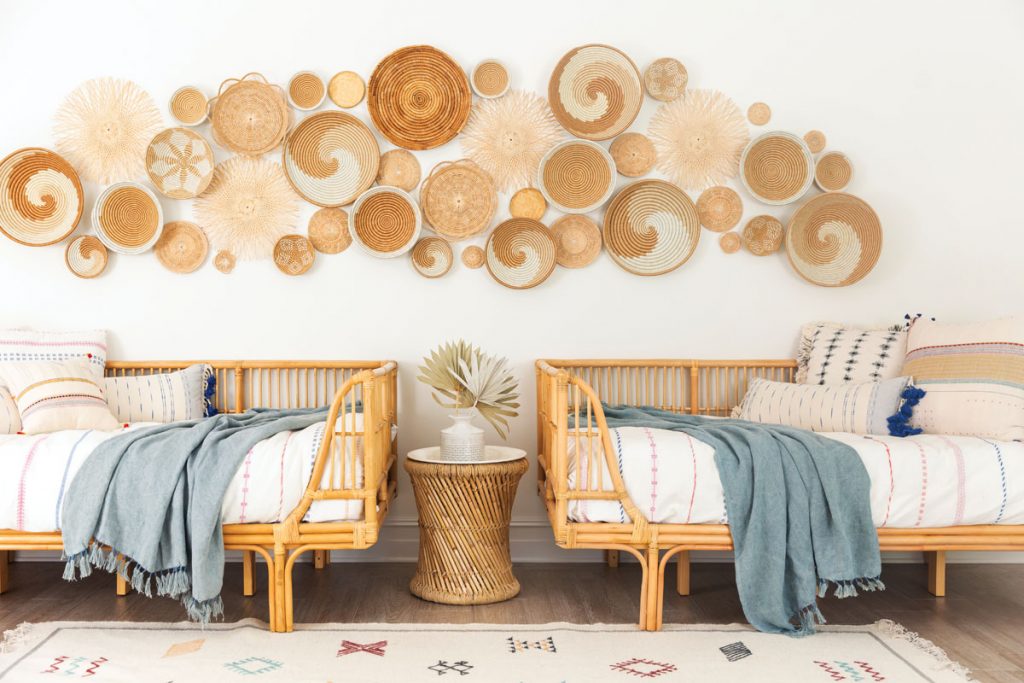 Buerstedde transformed her Miami home’s former palette from dark and moody to soft, light, and warm, accented with pieces from her SENA Lifestyle Studio collection, such as ethically made hand-woven pillows and Moroccan rugs.