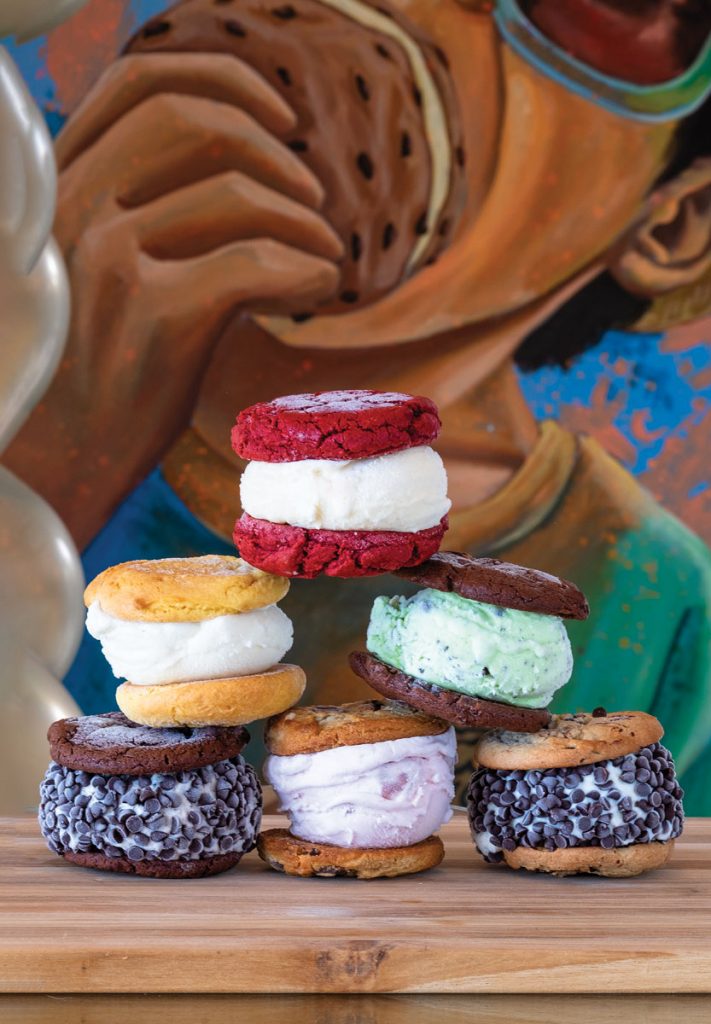 Miami couple Laurence McMillon and Alysse Richardson hosted friends for an ice cream social at Oasis Bar, a Wynwood Parlor ice cream outpost. Ice cream sandwiches