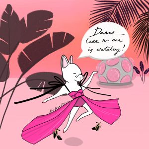 Think Pink Fine Frenchie illustration