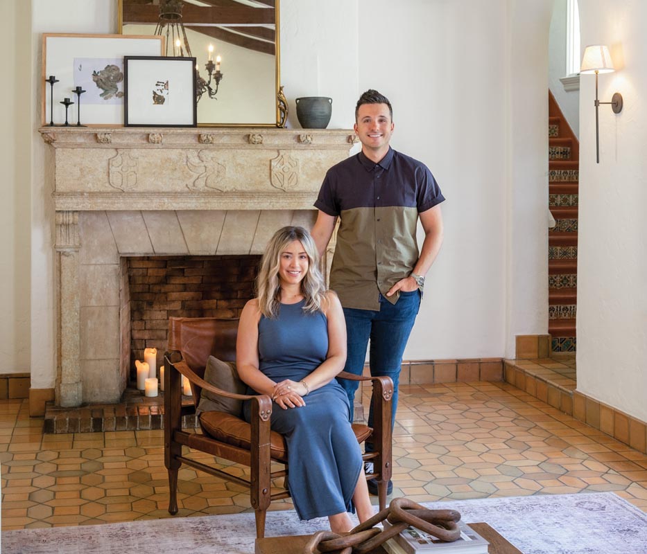 Doughnut entrepreneurs Andy and Amanda Rodriguez at their Spanish Mediterranean home in Coral Gables. Photo by Jerry Rabinowitz