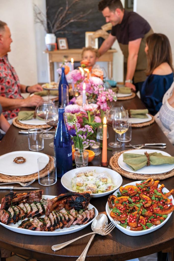 The couple served Iberico pork chops, acorn squash, and miso Caesar salad with doughnut croutons.. Photo by Jerry Rabinowitz