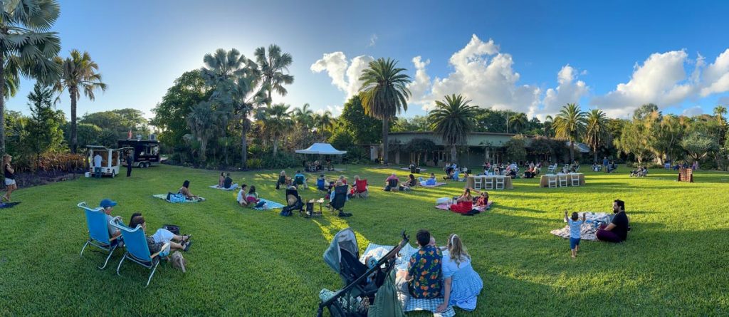 Guests enjoying Fairchild Tropical Botanic Garden's Sunset Summer Jams Series