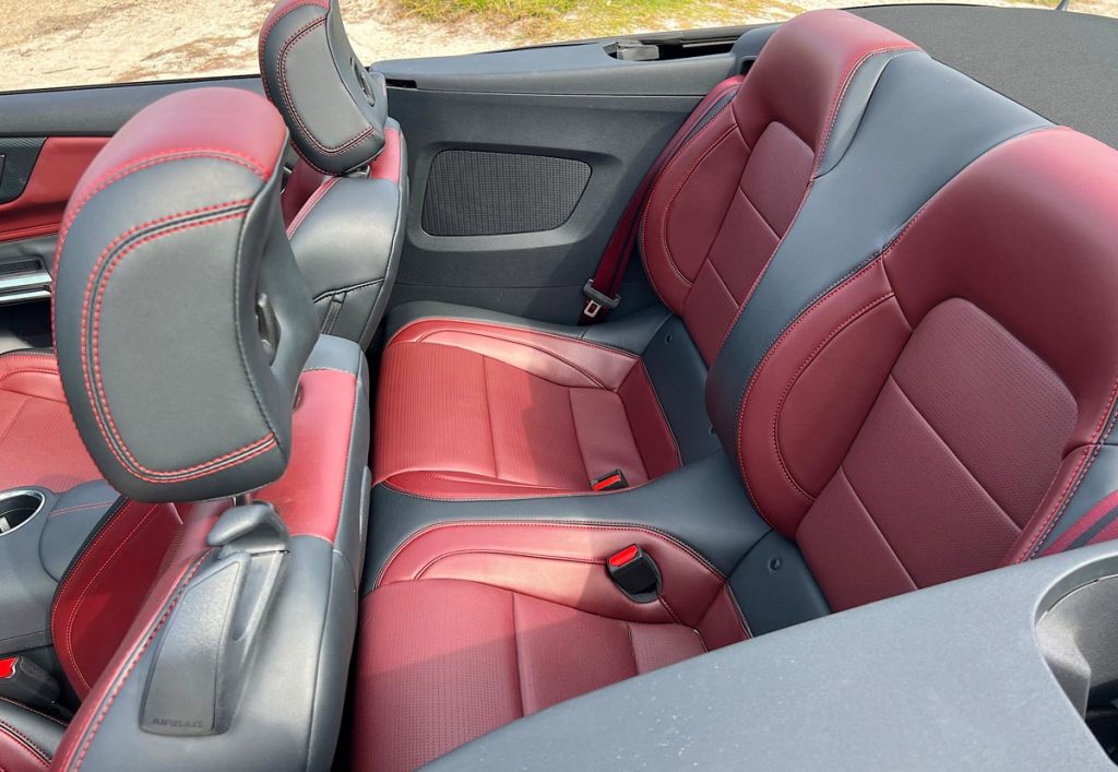 Rear seats in the 2024 Mustang GT 5.0. Photo by Howard Walker