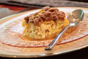 Kugel cinnamon crumble is a favorite during Hanukkah