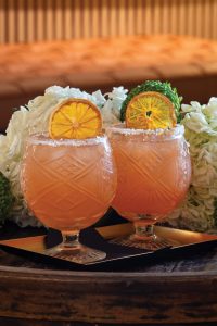 The evening’s signature cocktail was the Blood Orange Schivitz