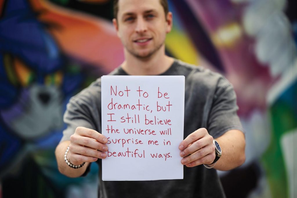 Case strategically posts them—around Miami and on his Instagram account—to help inspire and encourage those who encounter them. Photo by Steven Martine