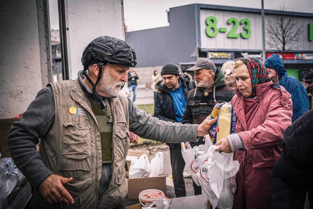 Andrés and the WCK team fed displaced residents of Ukraine in 2022. Photo courtesy of World Central Kitchen