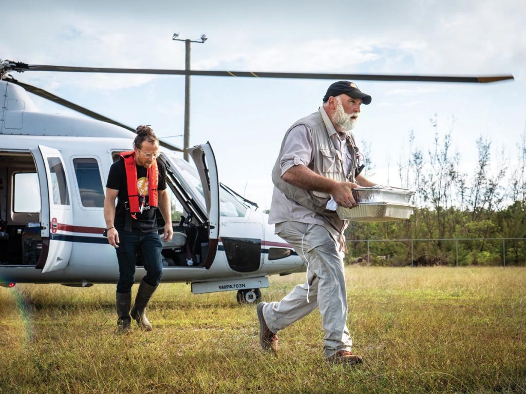 Andrés arrived in the Bahamas via helicopter in 2019 to feed people affected by Hurricane Dorian through World Central Kitchen. Photo courtesy of World Central Kitchen