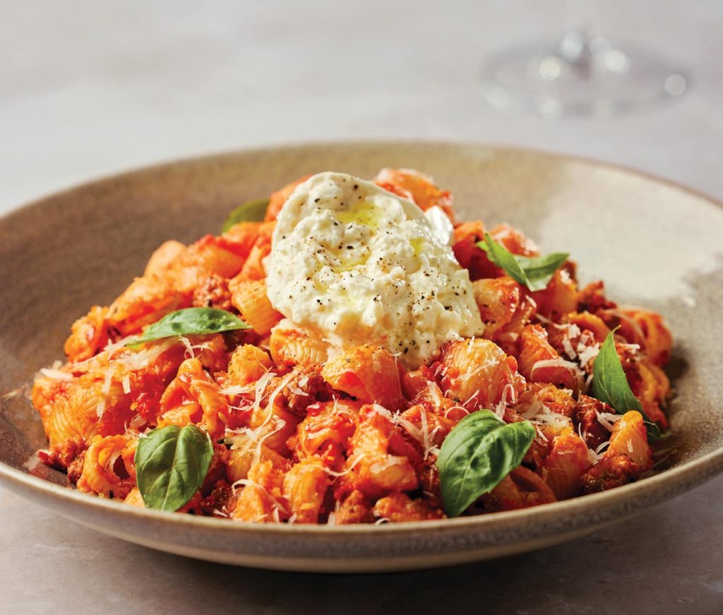 Spicy Calabrian pasta. Photo courtesy of Earls Restaurant Group