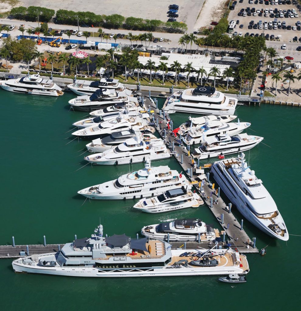 Mega yachts on display. Photo courtesy of Informa Markets