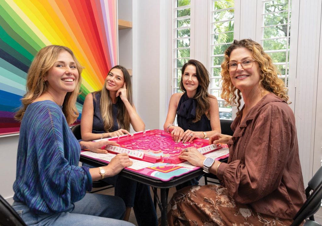 Chéshona Shapiro, Maggi Van Der Poel, Lana Bernstein, and Mia Glick get together for mah-jongg. Photo by Lauren Alexis Rodriguez