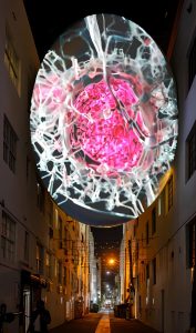 A work by dNASAb projected onto The Betsy Orb. Photo courtesy of The Betsy – South Beach