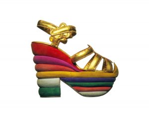Rainbow created by Salvatore Ferragamo, crafted from suede, gilded leather, leather, and cork. Courtesy Museo Ferragamo, Florence