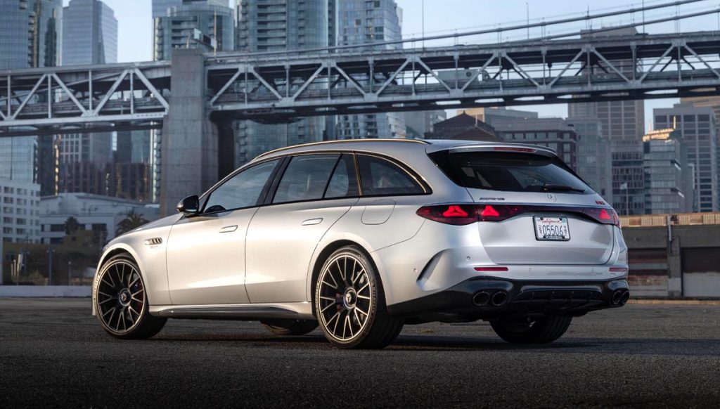 The Mercedes-AMG E 53 Hybrid Wagon touts 604 horsepower. Photo courtesy of Mercedes-Benz